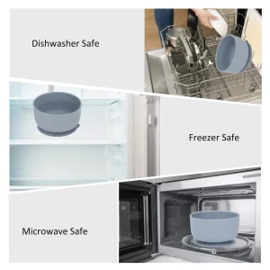 Baby Bowl With Suction Base Silicone Anti Tipping Over Spill Proof Mess Free NEW