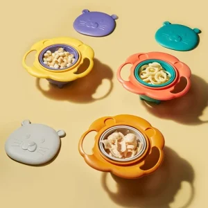 Green Spill Free Baby Bowl Anti Tipping Non Scald Drop Proof 360° Rotation G SG